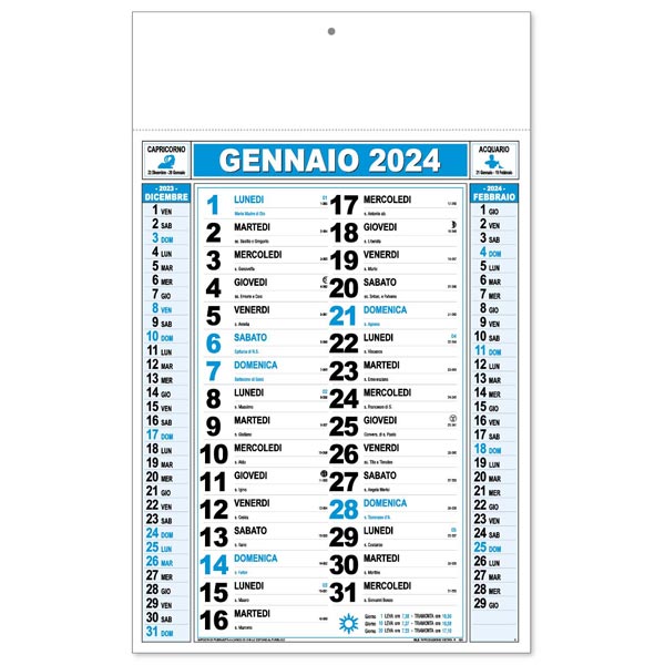 Calendario olandese 2024 151AZ Azzurro/Nero