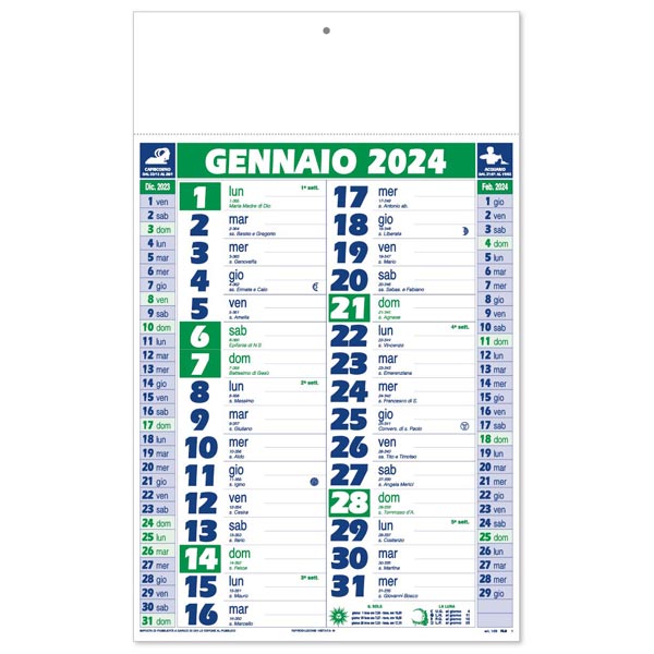 Calendario olandese 2024 159VE Verde/Blu