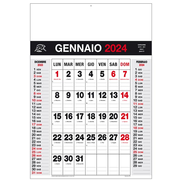 Calendario olandese 2024 880 rosso/nero