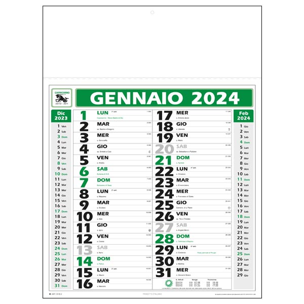 Calendario olandese 2024 IGE02VE Verde/Nero
