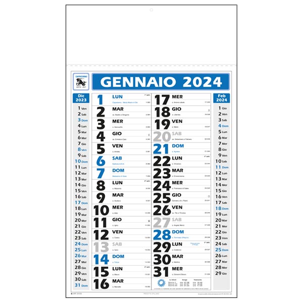 Calendario olandese 2024 IGE03BL Gigante Blu/Nero