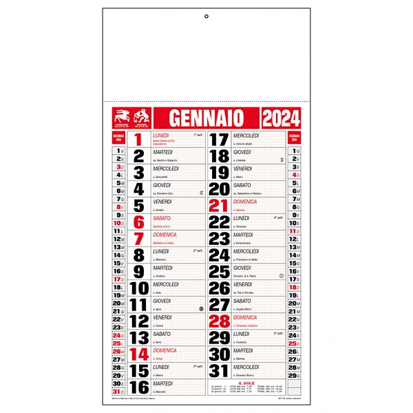 Calendario olandese 2024 C0590A rosso/nero
