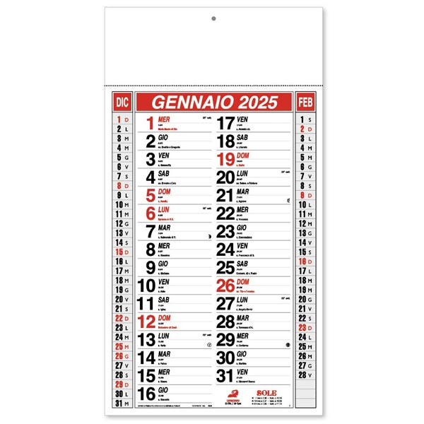 Calendario olandese 2025 125RO rosso/nero