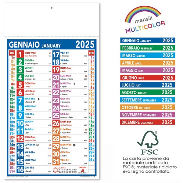 Calendario olandese 2025 126 multicolor