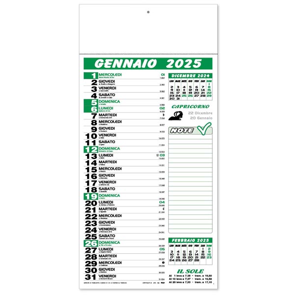 Calendario olandese 2025 136 verde/nero