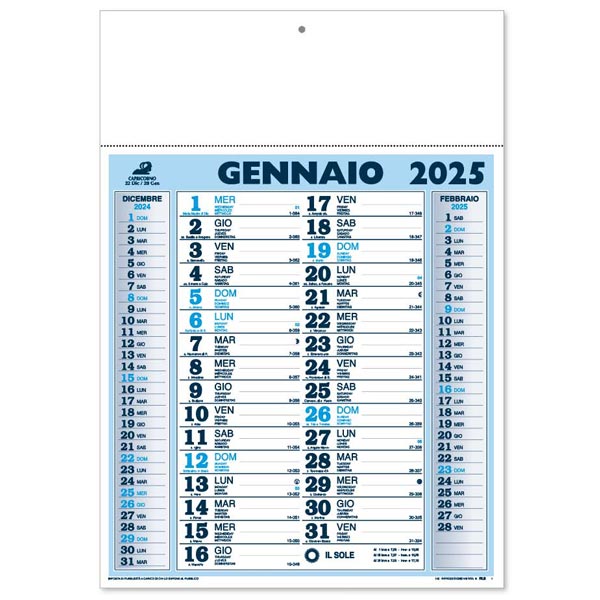 Calendario olandese 2025 140 azzurro/blu