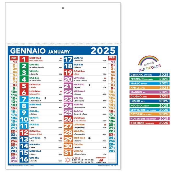 Calendario olandese 2025 143 multicolor