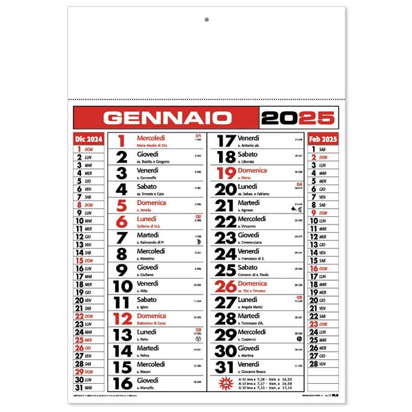 Calendario olandese 2025 148RO Rosso/Nero