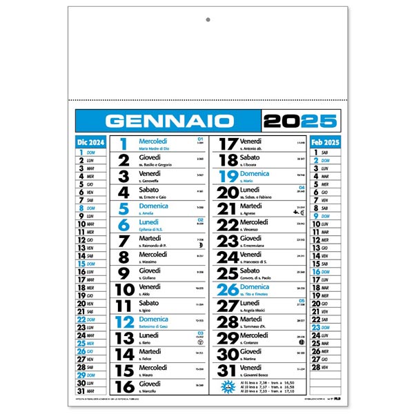 Calendario olandese 2025 148AZ Azzurro/Nero