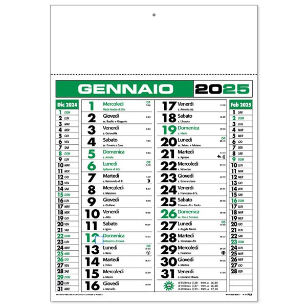 Calendario olandese 2025 148VE Verde/Nero