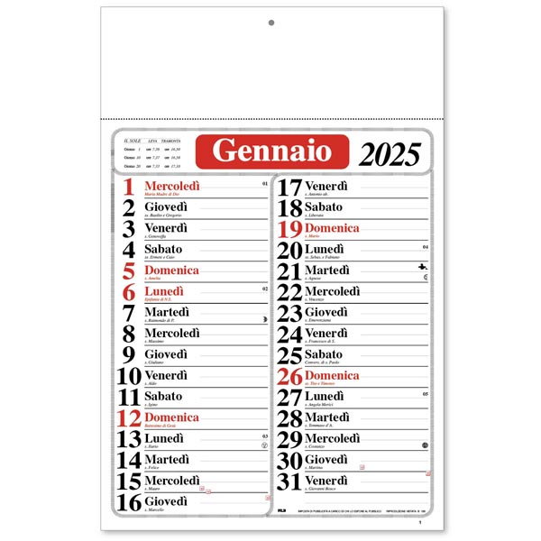 Calendario olandese 2025 150 Rosso/Nero