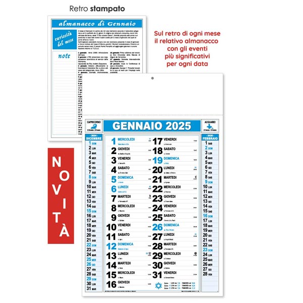 Calendario olandese 2025 151AZ Azzurro/Nero