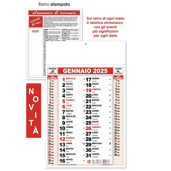 Calendario olandese 2025 151RO Rosso/Nero