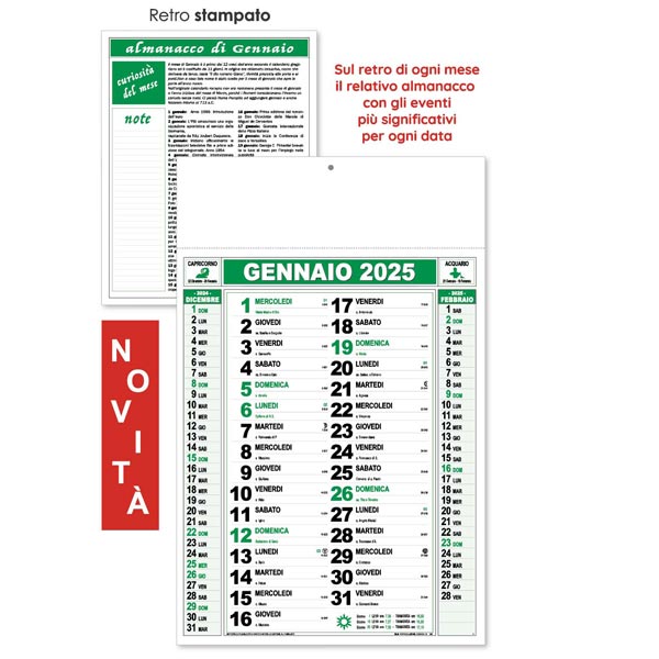 Calendario olandese 2025 151VE Verde/Nero