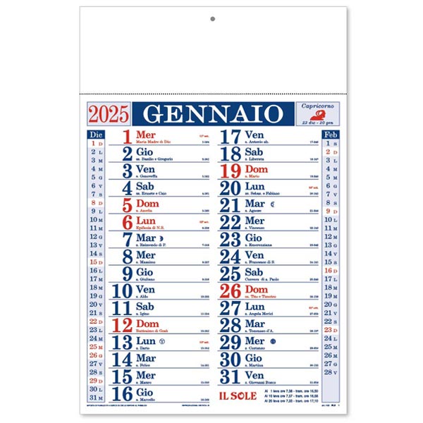 Calendario olandese 2025 152 rosso/blu