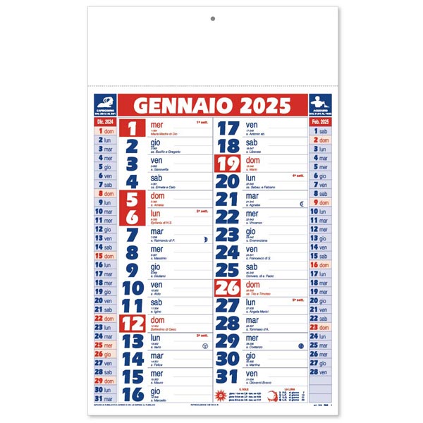 Calendario olandese 2025 159RO Rosso/Blu