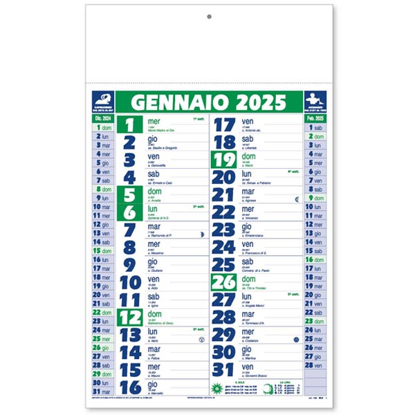 Calendario olandese 2025 159VE Verde/Blu