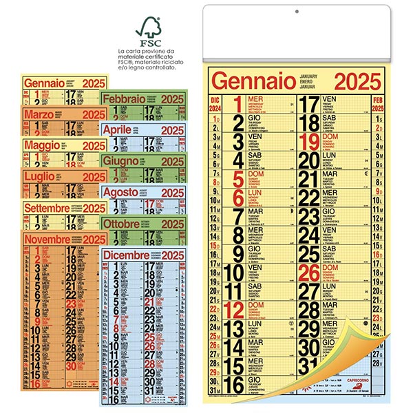 Calendario olandese 2025 192 quadrettato multicolor