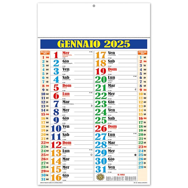 Calendario olandese 2025 258 4 colori multicolor