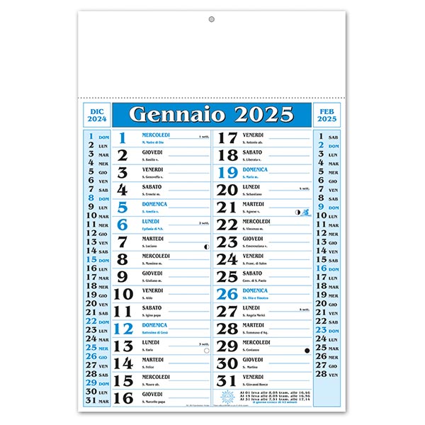 Calendario olandese 2025 260 Azzurro/Nero