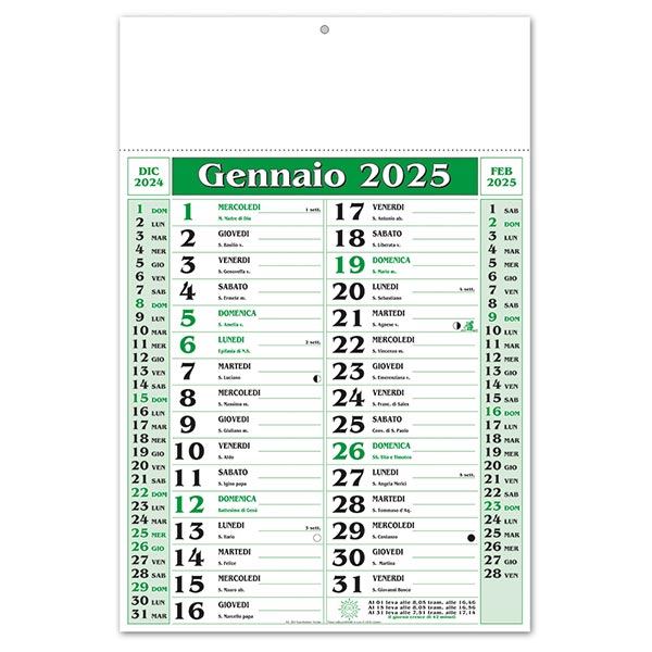 Calendario olandese 2025 260 Verde/Nero