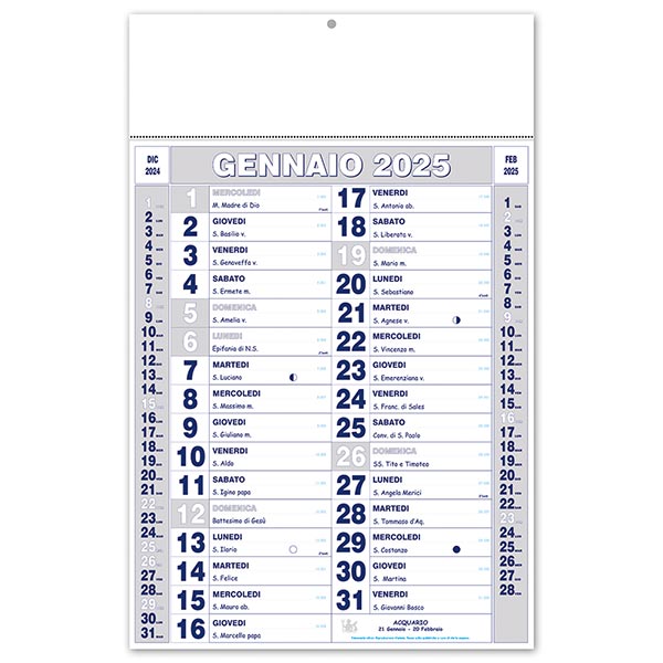 Calendario olandese 2025 262 Argento/Blu