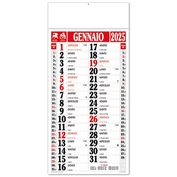 Calendario olandese 2025 264 Maxi Quadrettato rosso/nero