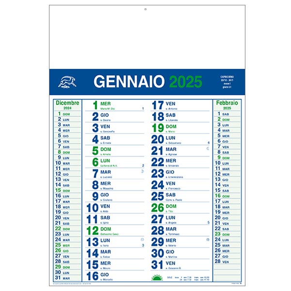 Calendario olandese 2025 832 verde/blu