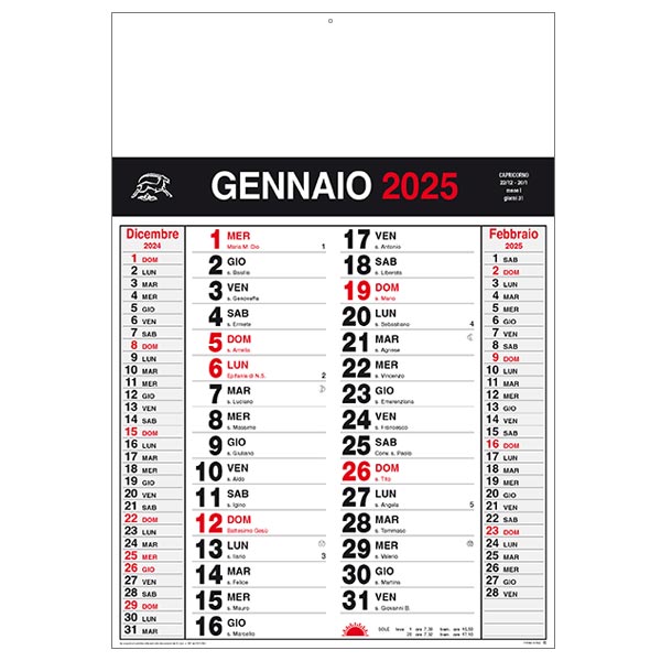 Calendario olandese 2025 833 rosso/nero