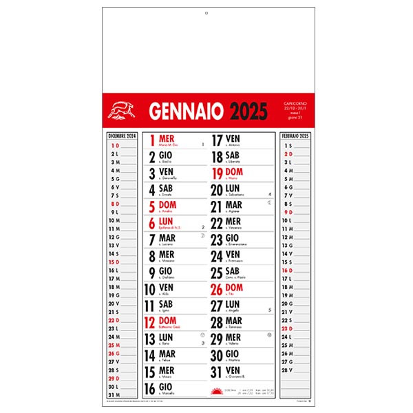 Calendario olandese 2025 840 rosso/nero