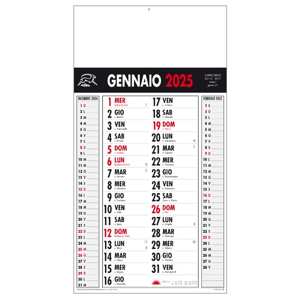 Calendario olandese 2025 841 nero/rosso