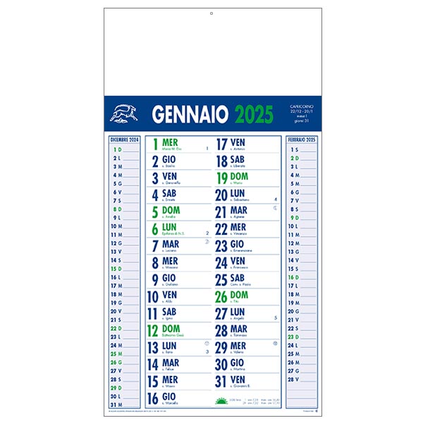 Calendario olandese 2025 842 verde/blu