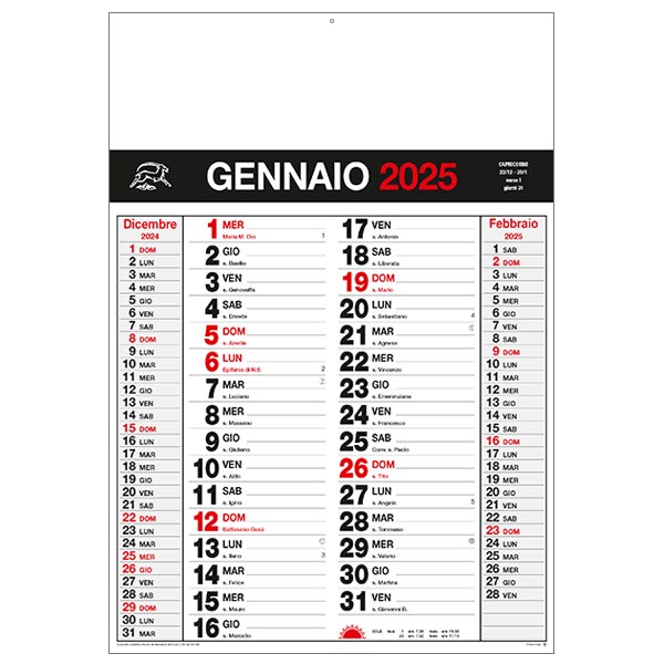 Calendario olandese 2025 886 rosso/nero