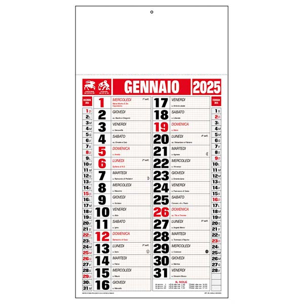 Calendario olandese 2025 C0590A rosso/nero