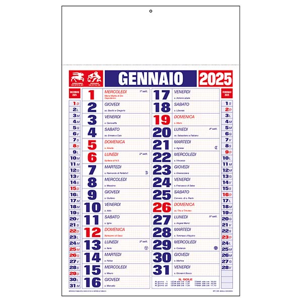 Calendario olandese 2025 C0690 rosso/blu