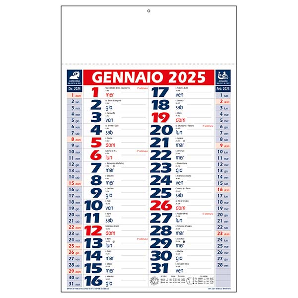 Calendario olandese 2025 C0790A rosso/blu