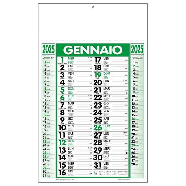 Calendario olandese 2025 C1290C verde/nero