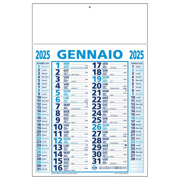 Calendario olandese 2025 C1391B azzurro/nero