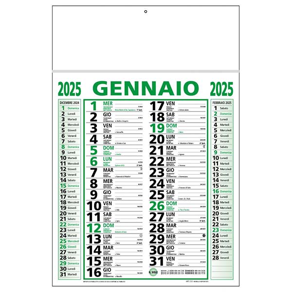 Calendario olandese 2025 C1391C verde/nero