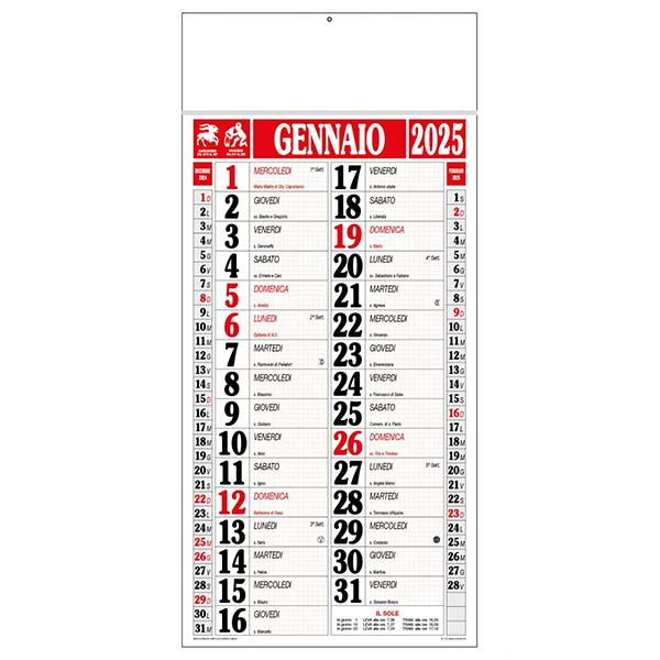 Calendario olandese 2025 C1691A rosso/nero