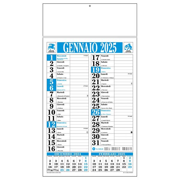 Calendario olandese 2025 C1891B azzurro/nero