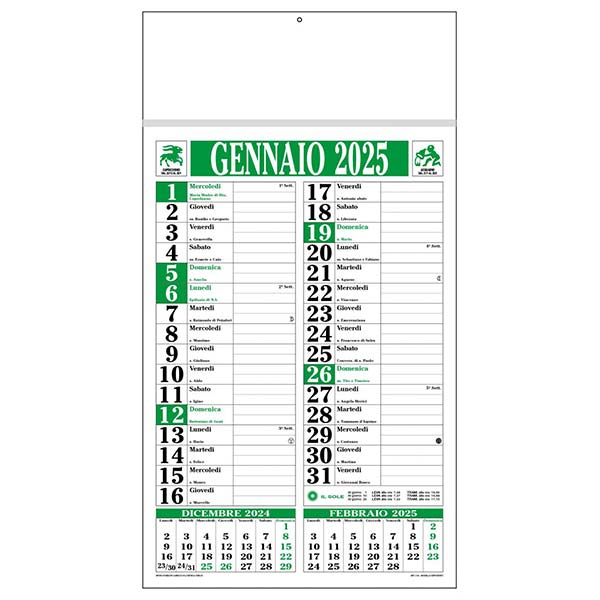 Calendario olandese 2025 C1891C verde/nero