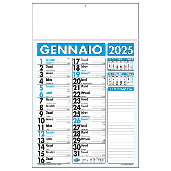 Calendario olandese 2025 C2191B azzurro/nero