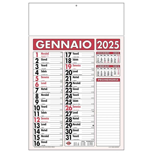 Calendario olandese 2025 C2191E bordeaux/nero