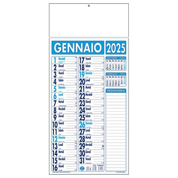 Calendario olandese 2025 C2291 azzurro/blu