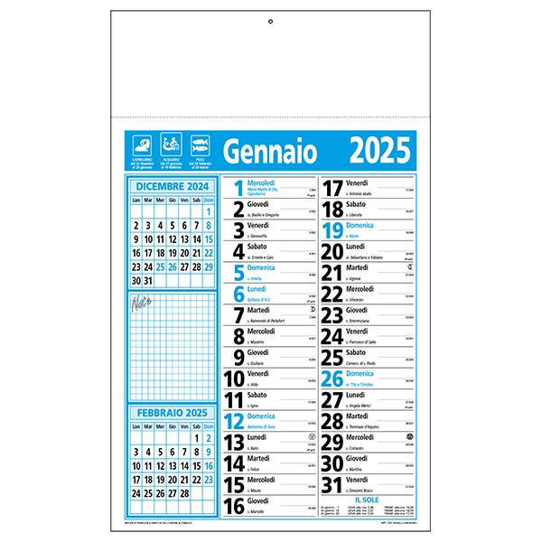 Calendario olandese 2025 C2390B azzurro/nero