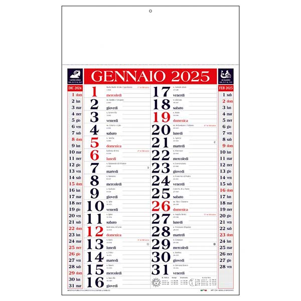 Calendario olandese 2025 C2490A rosso/blu