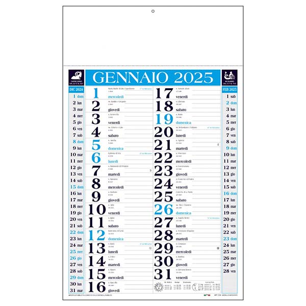 Calendario olandese 2025 C2490A rosso/nero