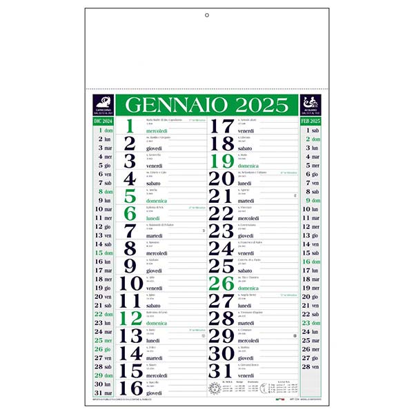 Calendario olandese 2025 C2490A rosso/nero