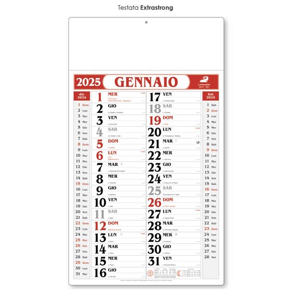 Calendario olandese maxi 2025 165RO rosso/nero